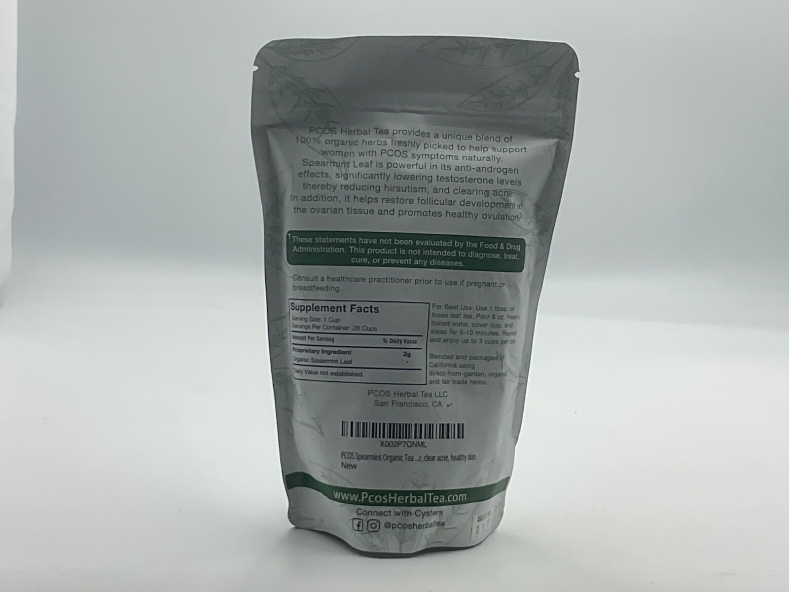 PCOS HerbalTea SPEARMINT TEA loose leaf -2 oz. 100% natural