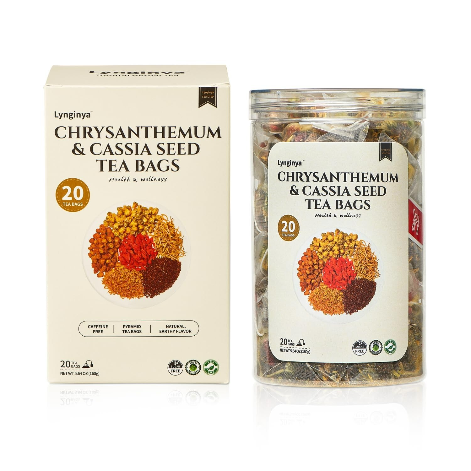 Lynginya 40 Chrysanthemum & Cassia, 120 Dandelion Root or 120 Spearmint Tea Bags