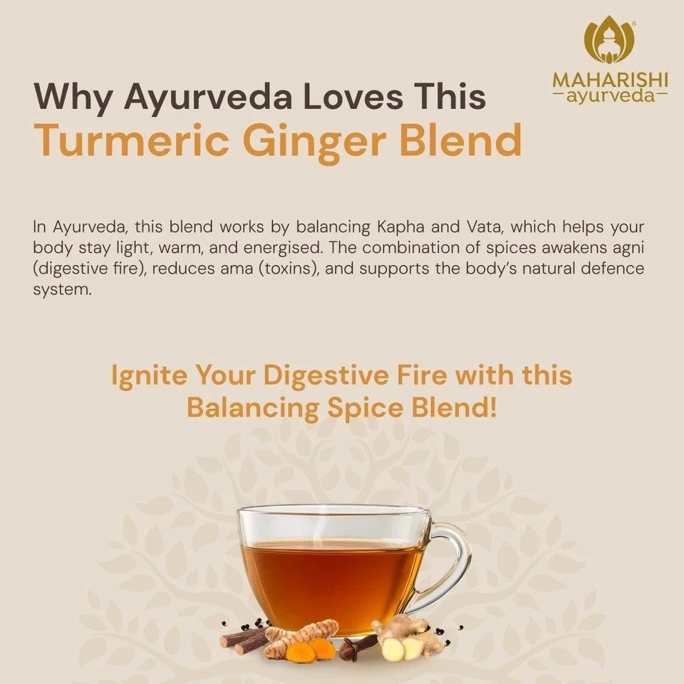 Maharishi Ayurveda All Natural Turmeric Ginger Herbal Tea, 20 Tea Bag