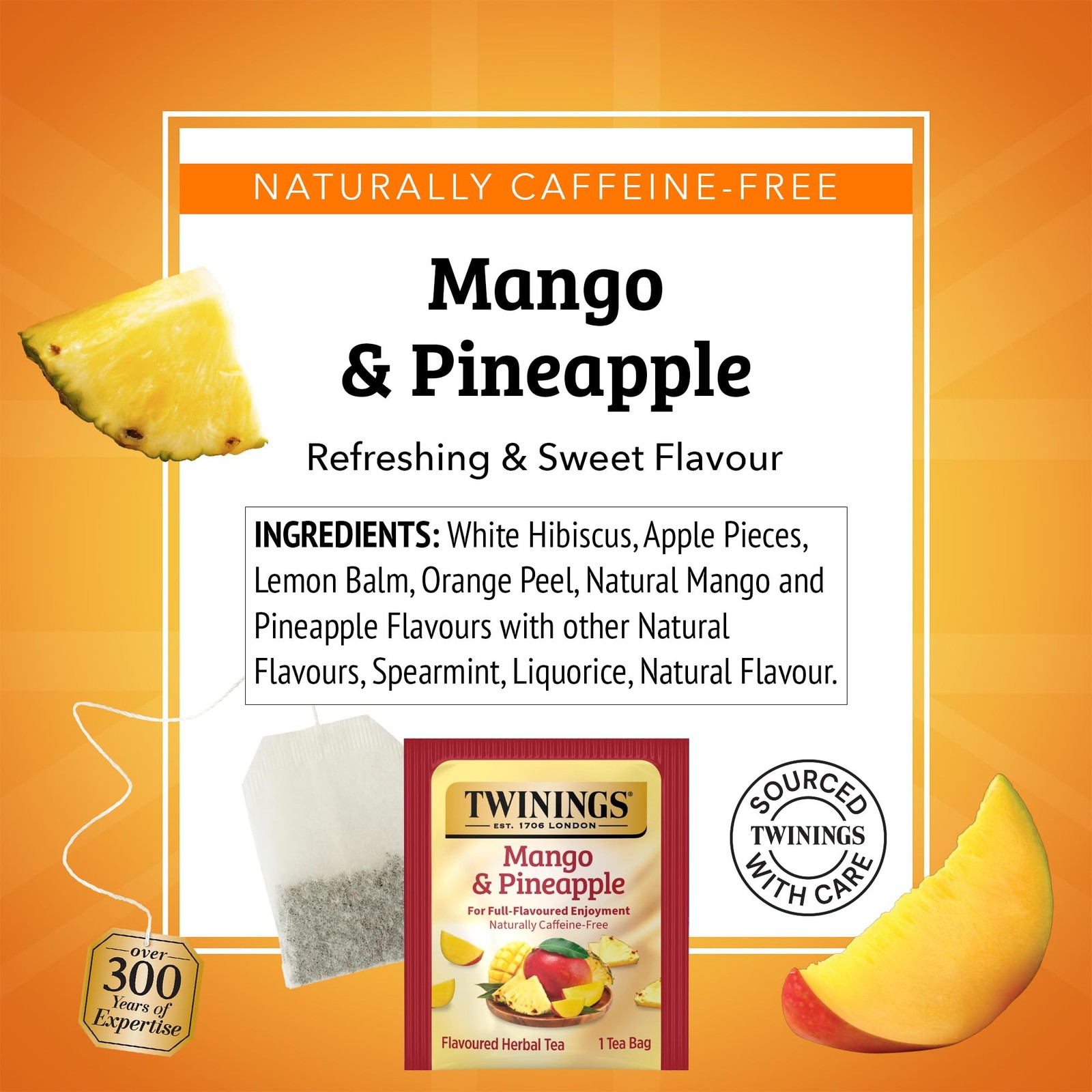 Twinings Mango & Pineapple Herbal Tea 20 Count (Pack of 1), No Color