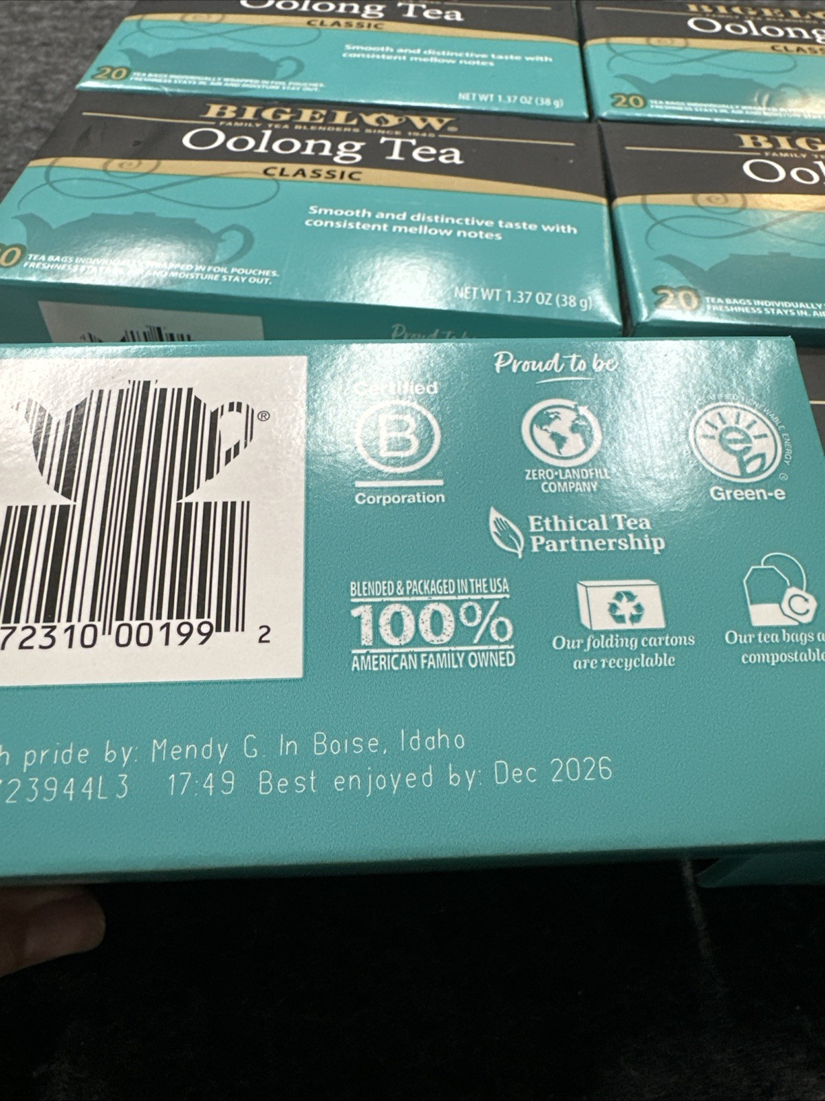 120 Count Begelow Oolong Classic Tea BB 12/2026