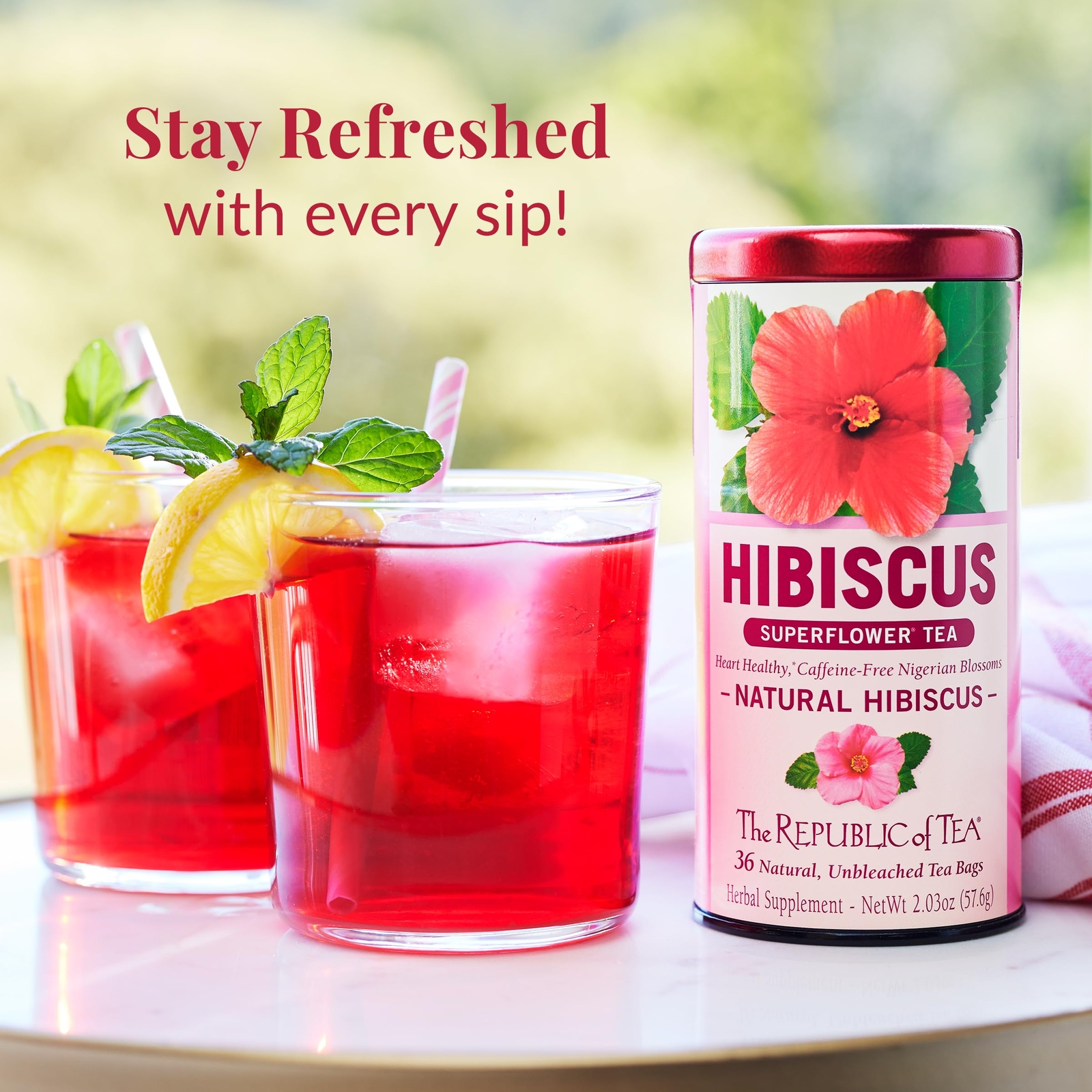 Hibiscus Tea Herbal Blend 36 Count Refreshing Tropical Infusion Gluten Free