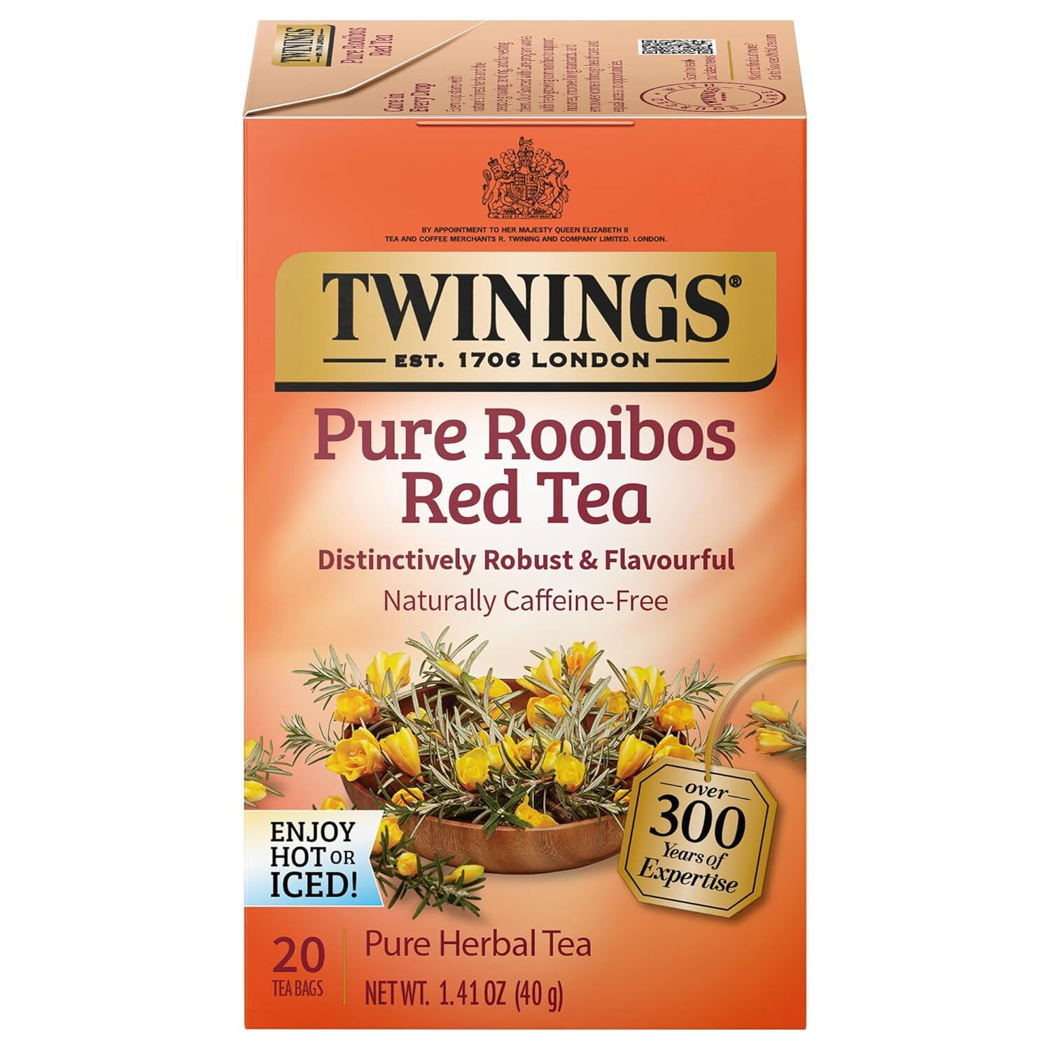 3 Pack – Twinings Pure Rooibos Red Herbal Tea Bags – Caffeine Free – 20 Count