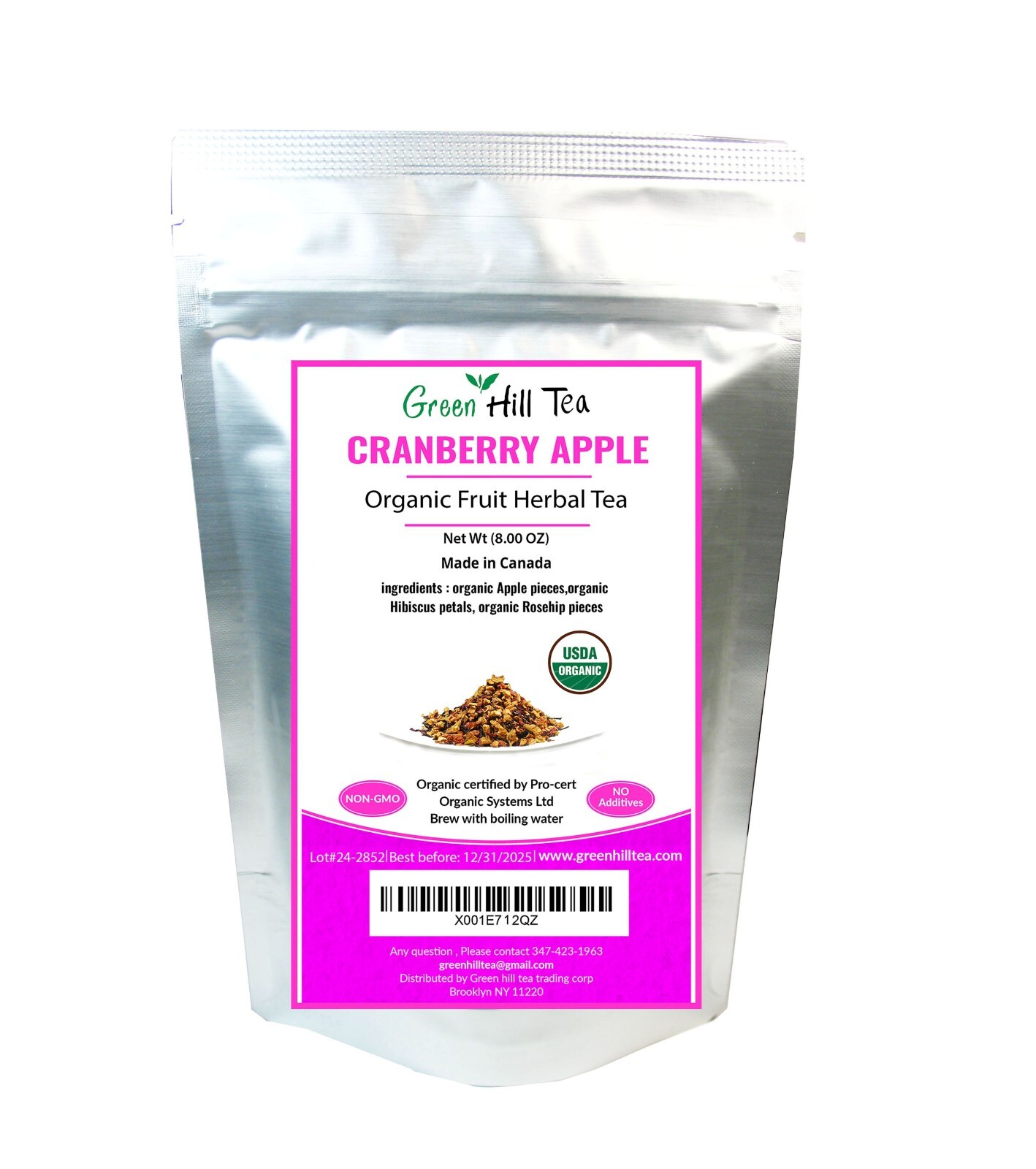 Organic cranberry apple fruit herbal tea loose leaf tea 1/2 LB Good Iced Tea