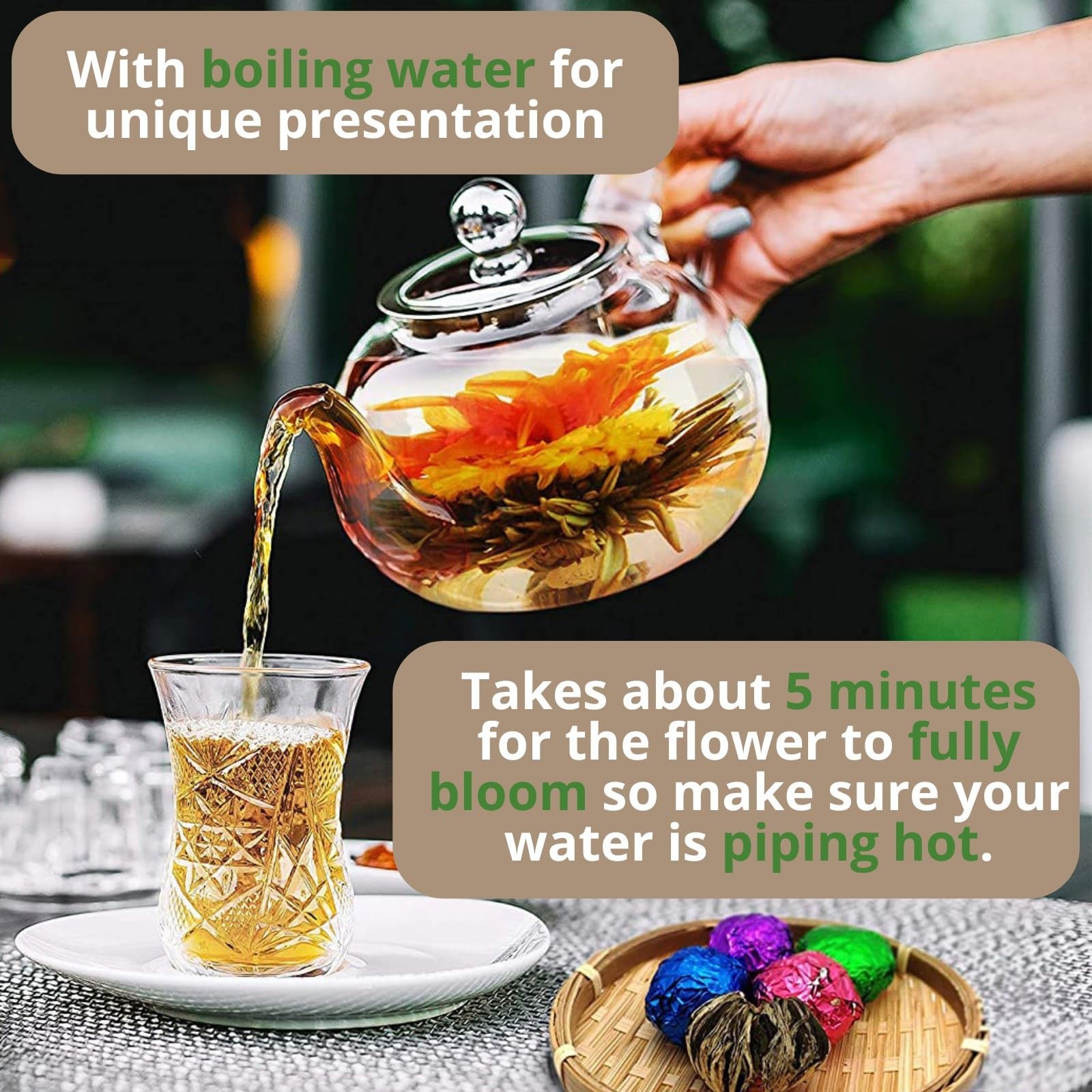 12 Assorted Blooming Flower Tea Balls Gift Set for Christmas| Handmade Herbal…