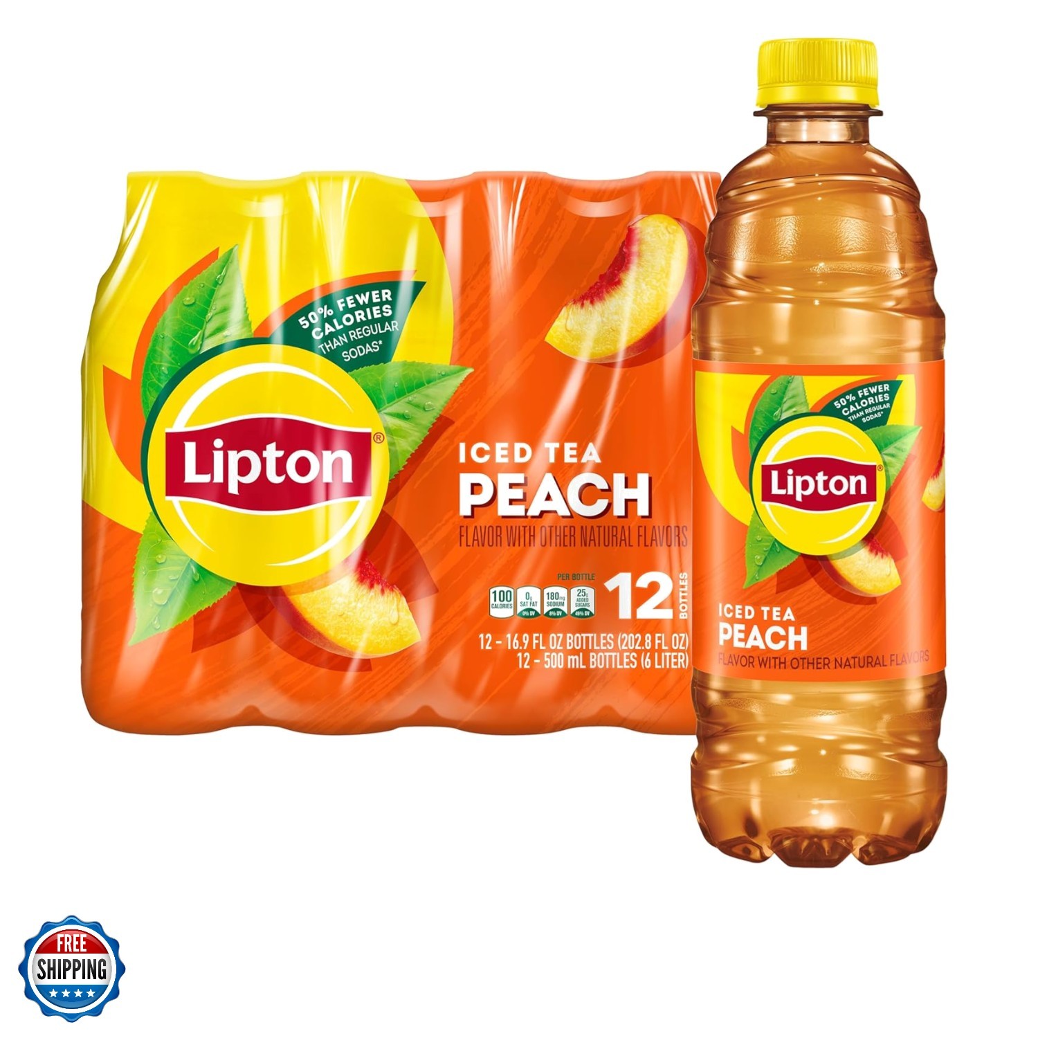 Peach Iced Tea, 16.9 Fl Oz Bottles Pack of 12