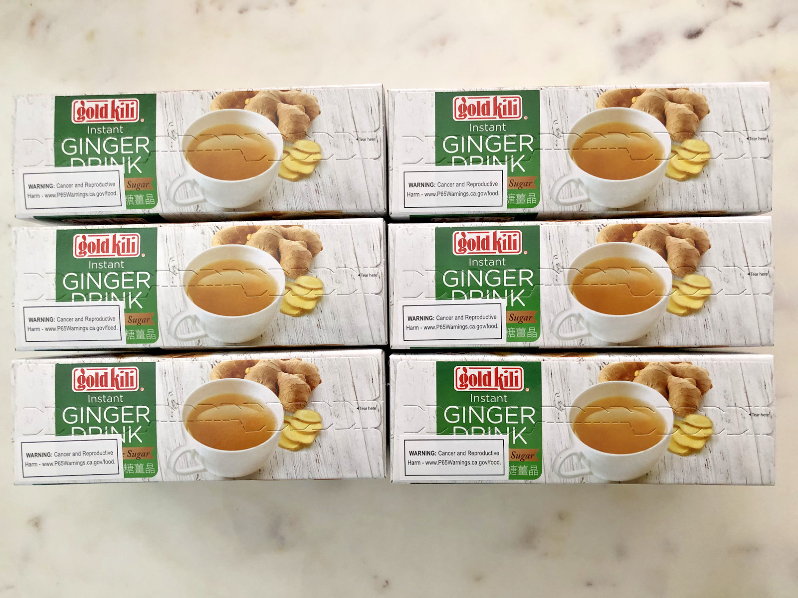 Gold Kili Instant Ginger Drink – No Cane Sugar Added – 6 Boxes of 10 Sachets
