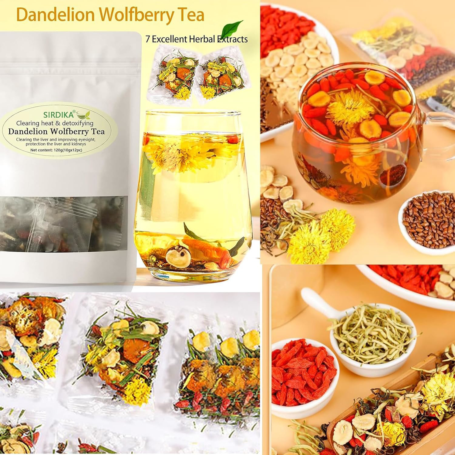 Dandelion Wolfberry Tea Bags,Dandelion Wolfberry Tea Organic Kidneys & Liver Tea