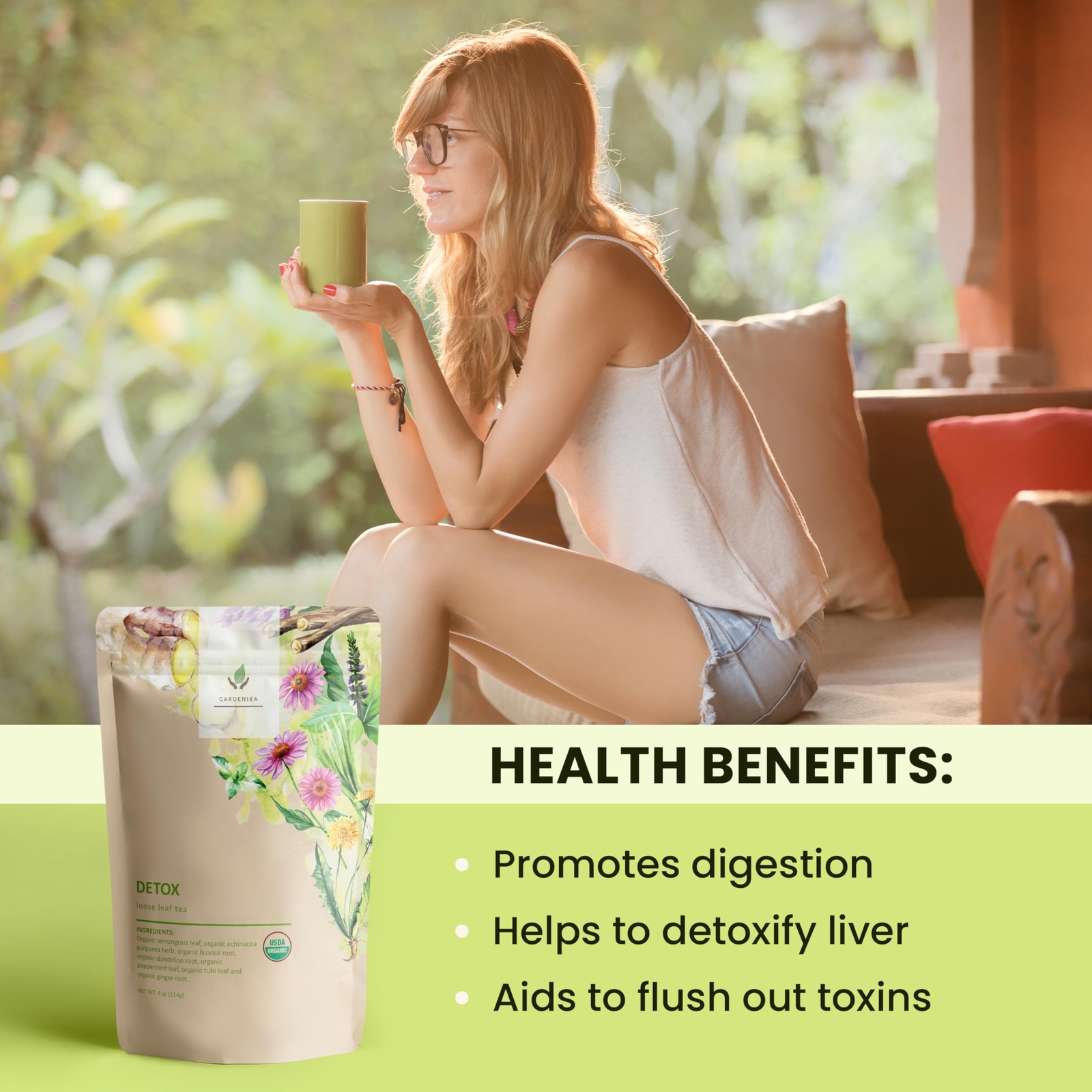 Organic Root Detox Loose Leaf Tea, Herbal, Caffeine-Free, KSA Kosher, Ayurvedic