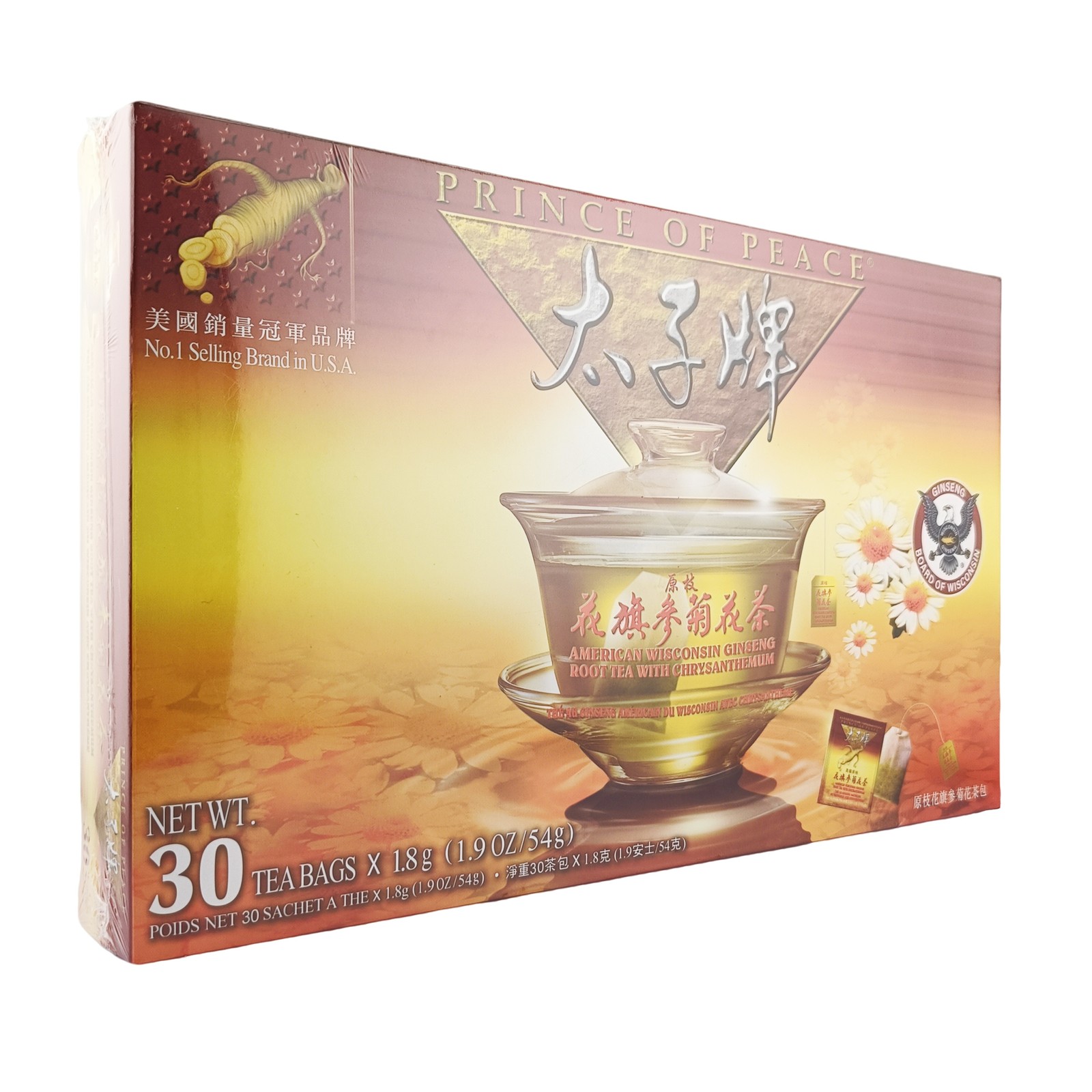 Prince of Peace American Ginseng Root Tea with Chrysanthemum 30 tea bags