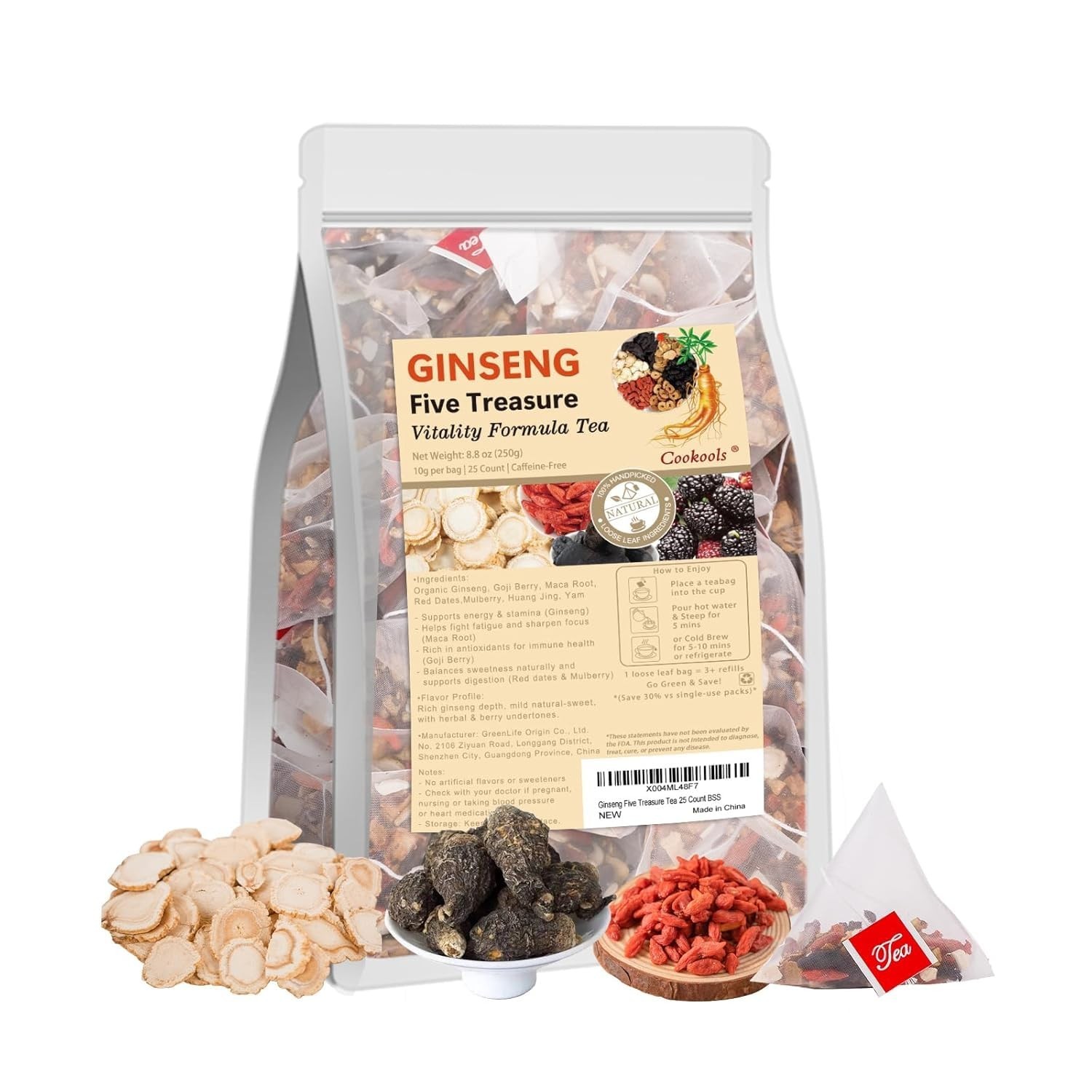 Monbrizz kidney tea formula Ginseng Six treasure tea te divina maca root Goji