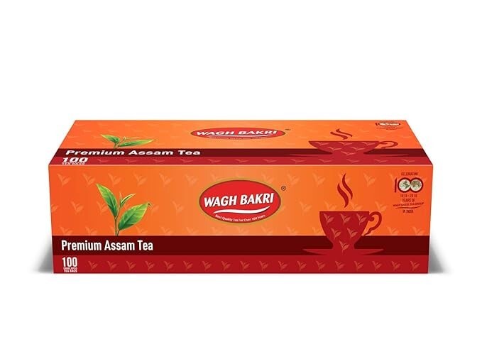 WAGH BAKRI PREMIUM ASSAM 100 TEA BAGS of 2 gms each (Pack of 1) free shipping