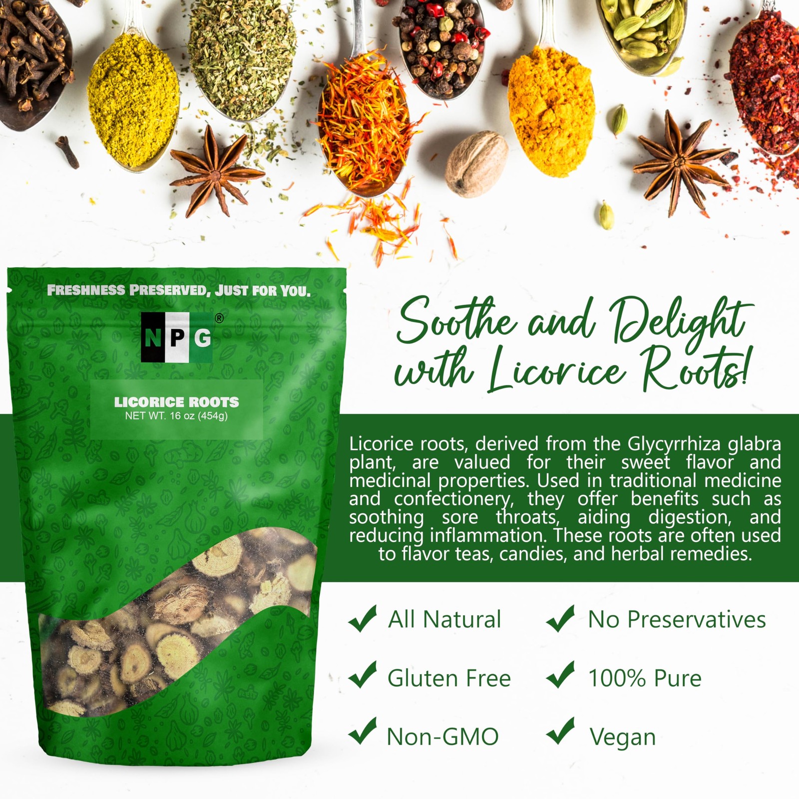 NPG Licorice Root Slices 16 Oz, Gan Cao Slice Root for Home Tea, Traditional …