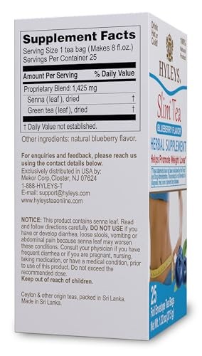 Hyleys Slim Tea Blueberry Flavor – Weight 25 Count (Pack of 1),