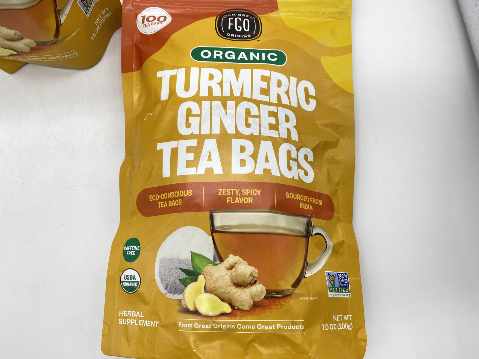 Organic Turmeric Ginger Tea – Eco-Conscious Tea Bags – 200 Count – BB:03/2027
