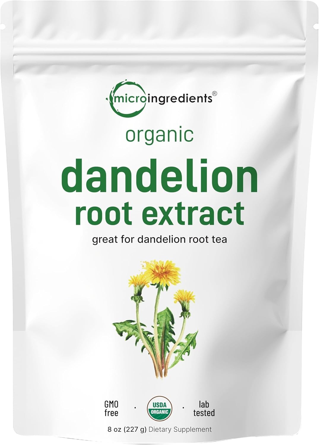 Organic Dandelion Root Tea Powder, 8oz | Up to 220 Servings | Premium
