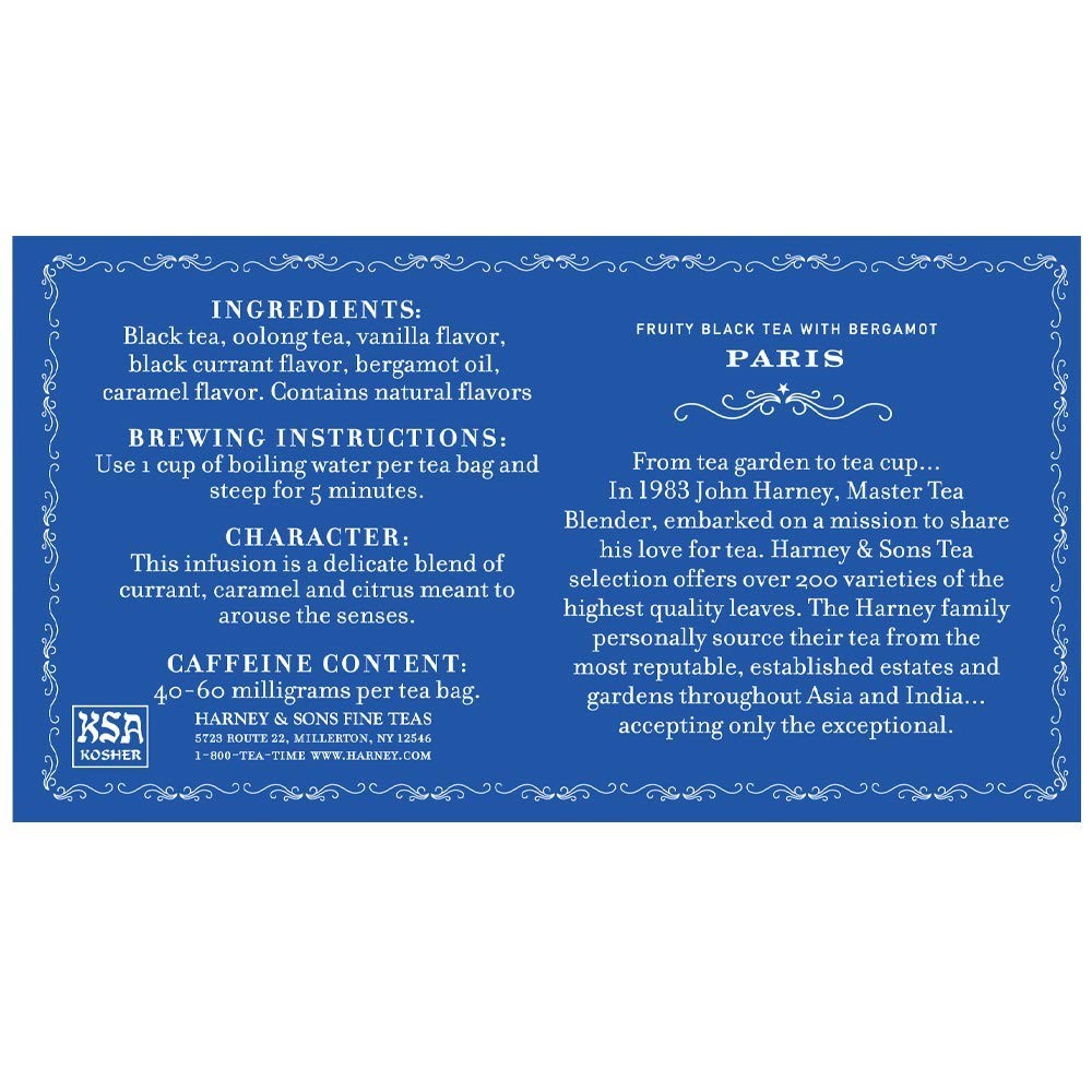 Indulge in Paris Black Tea | 50 Kosher Tea Bags with Vanilla & Bergamot