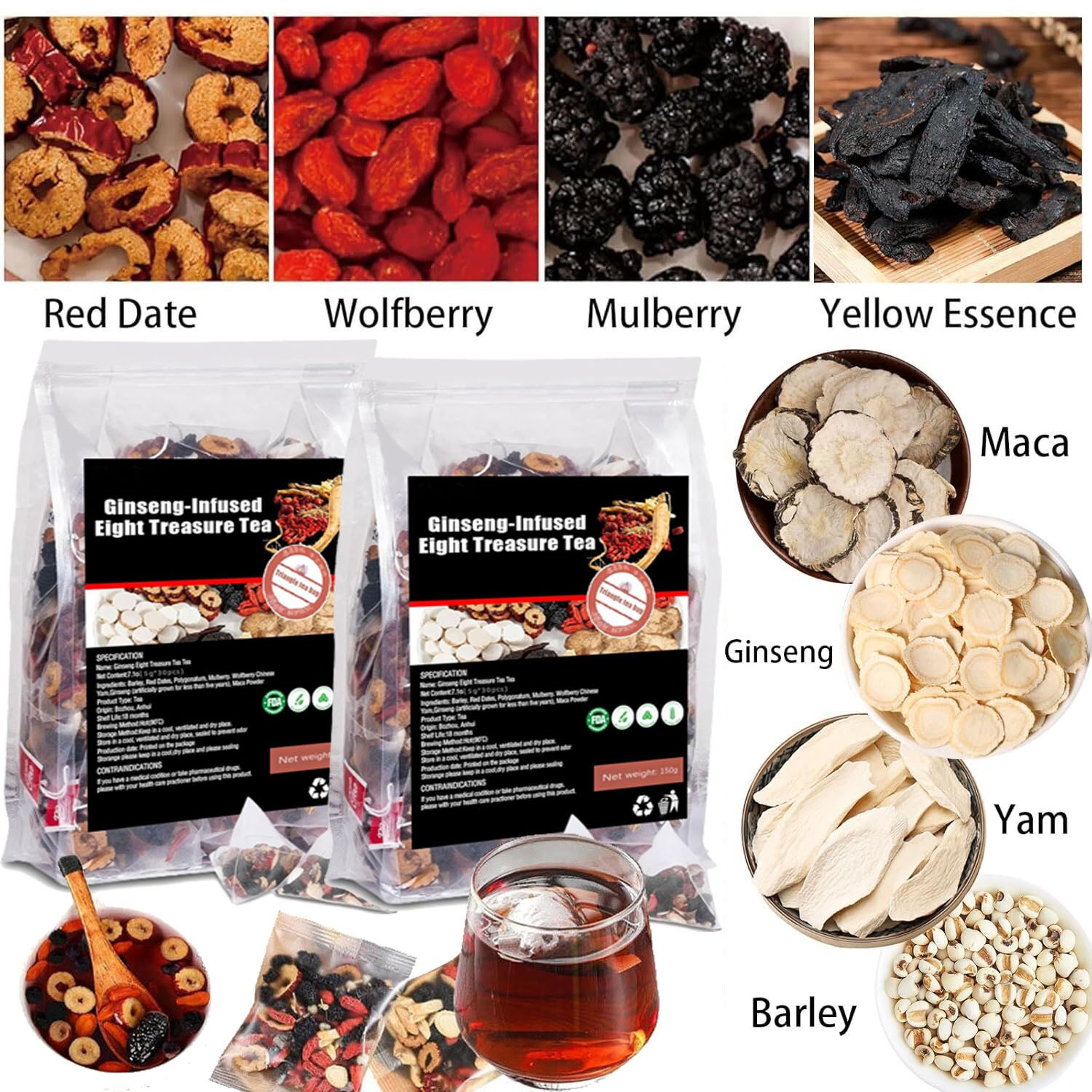 30pcs Ginseng six treasure tea , Kidney tea ,liver tea , red date kidney health