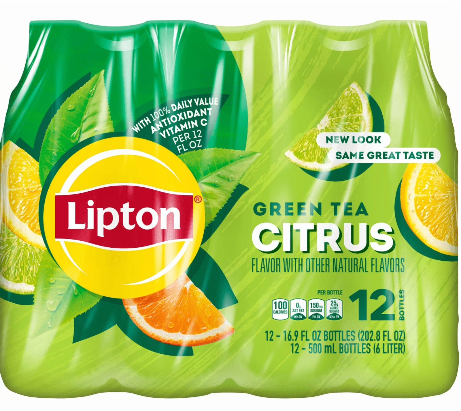 Lipton Green Tea Citrus Iced Tea Drink, 16.9 Fl Oz, 12 Pack, Caffeinated