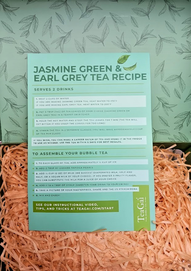TeaGal Bubble Tea Kit w/ 4 Reusable Straws Earl Grey Black Jasmine Green