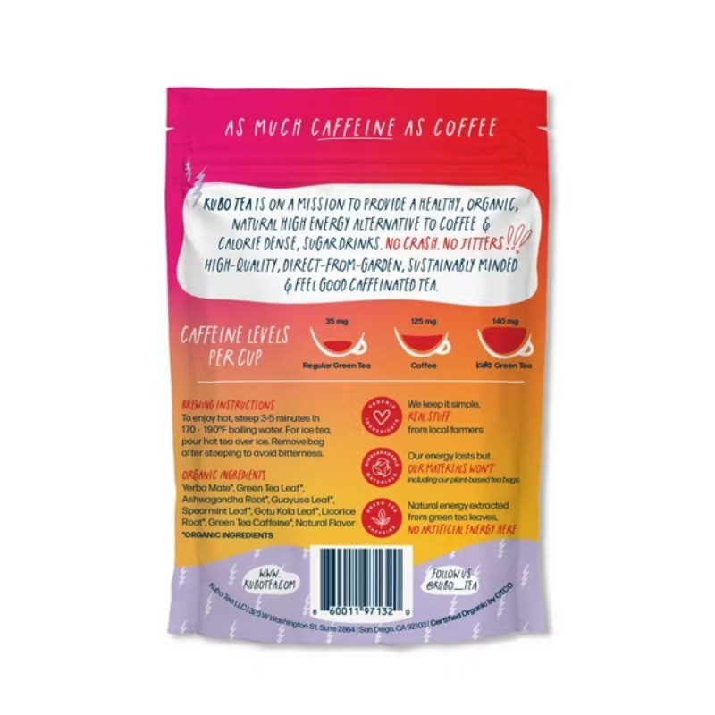 Organic High Caffeine Mint Blend Energize Yerba Mate Green Tea Bags – 20ct