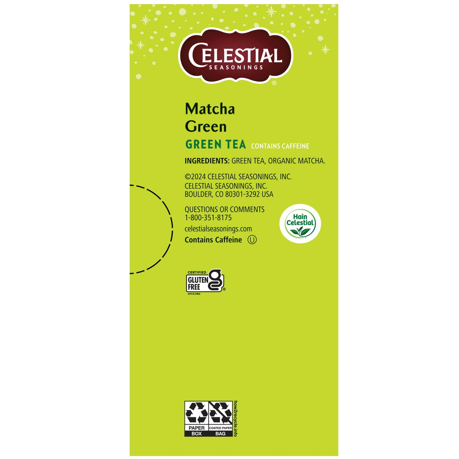 Organic Green Tea and Matcha Blend Bags Gluten Free 20 Count Box