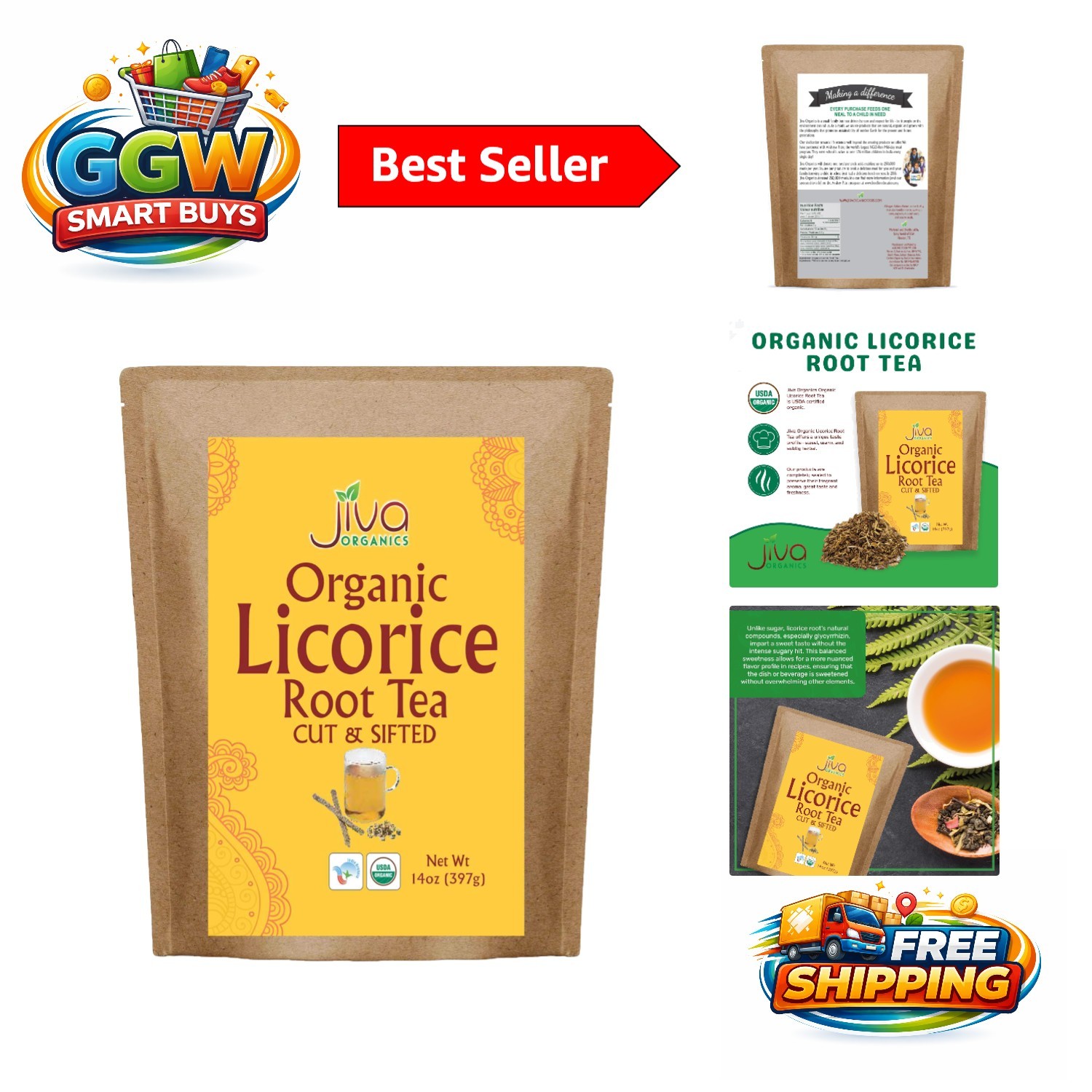 Organic Licorice Root Cut & Sifted Tea – 14 Oz for Natural Wellness