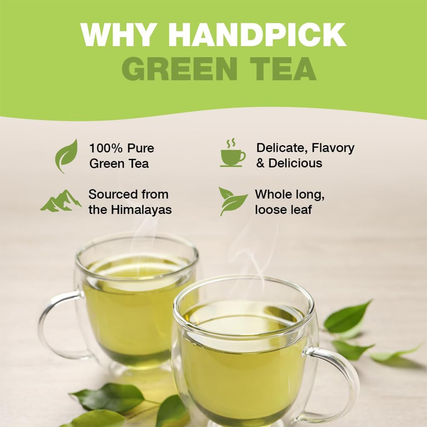 HANDPICK, Green Tea Loose Leaf (255g/9oz) 127 Cups | 9 oz (Pack of 1)