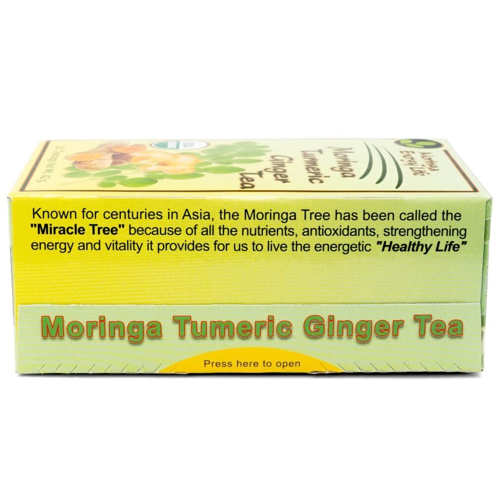 Moringa Tea Turmeric Ginger Tea Bags Gluten-Free Natural Vegan, 28 herbal teas