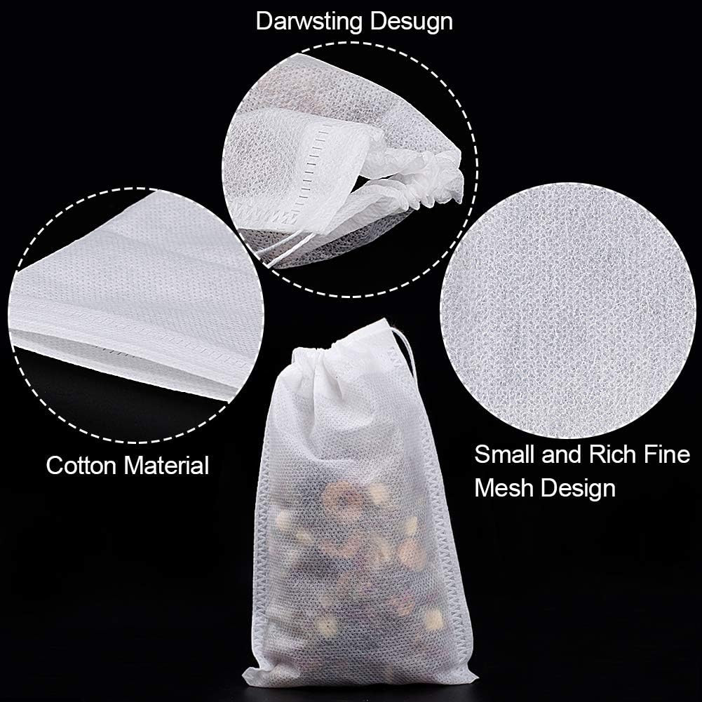 Fenshine 100Pcs Large Tea Bag – Disposable Empty Tea Filter Bags No Mess Mesh Ba