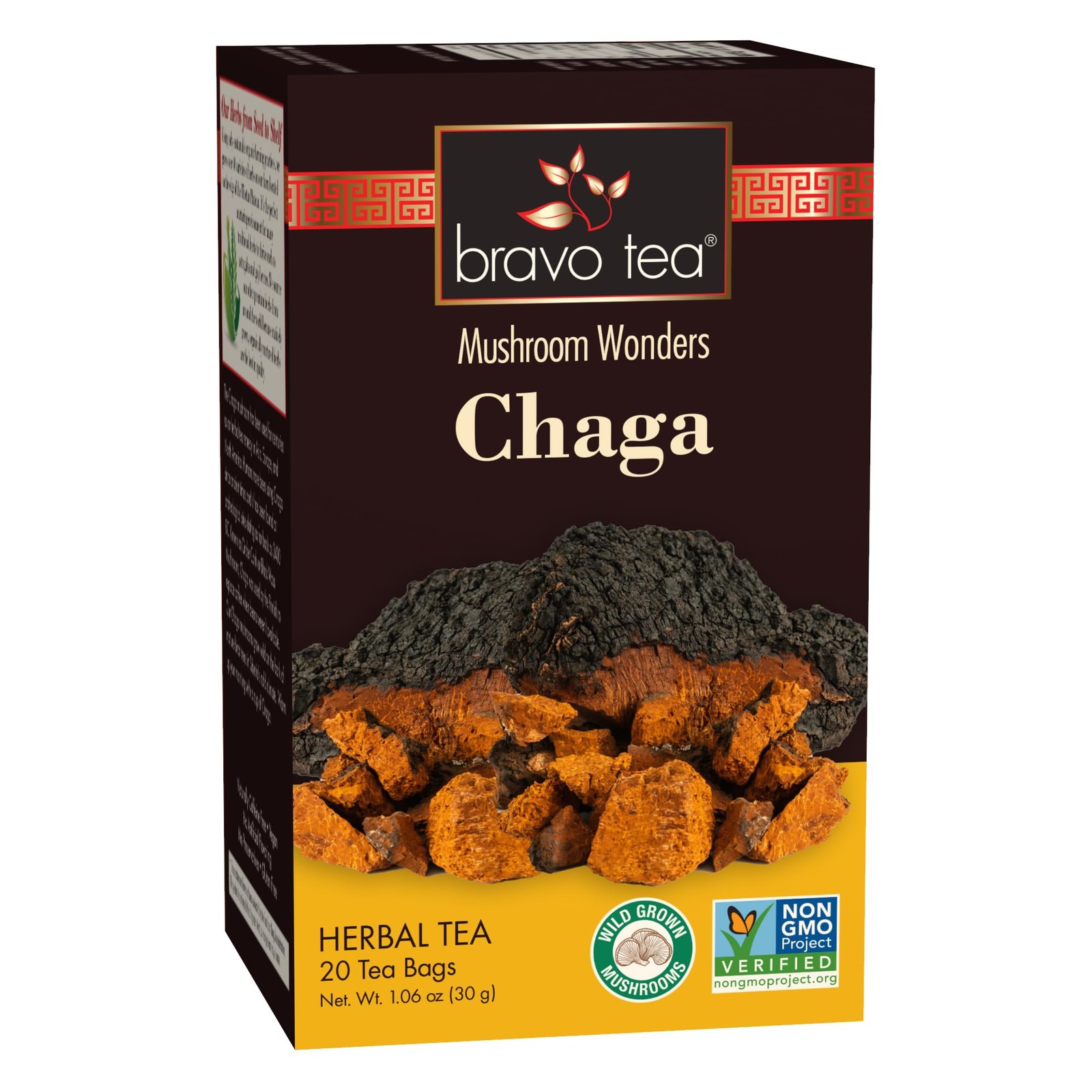 Chaga Mushroom Herbal Tea Caffeine Free, 20 tea bags, 1 count