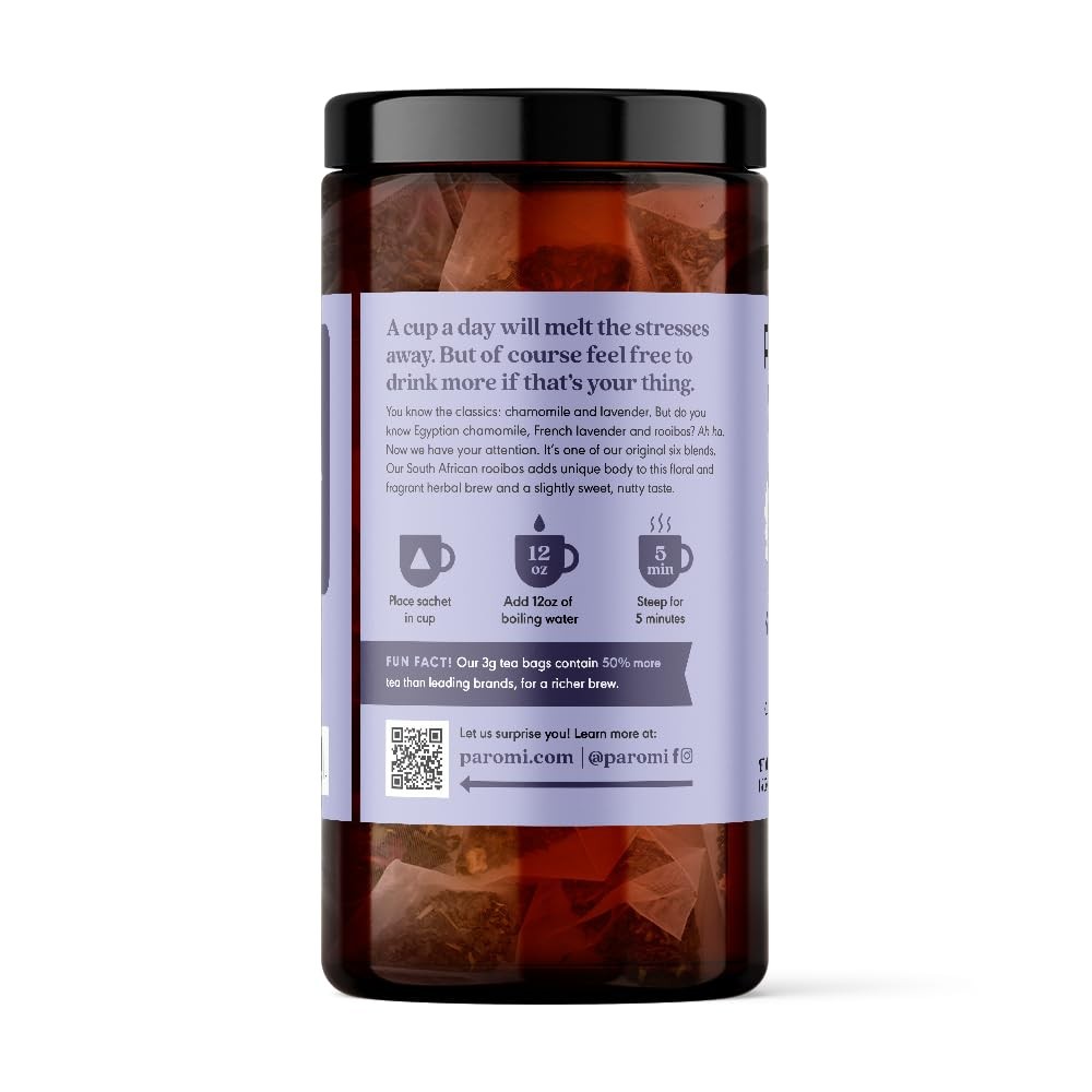Organic Chamomile Lavender Rooibos Tea 15 Count Glass Jar Herbal Brew