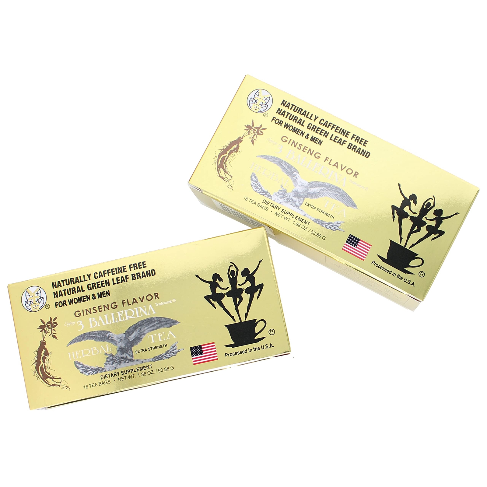 Ginseng Slim Power 3 Ballerina Tea Herbal Supplement Pack of 2 18 Count