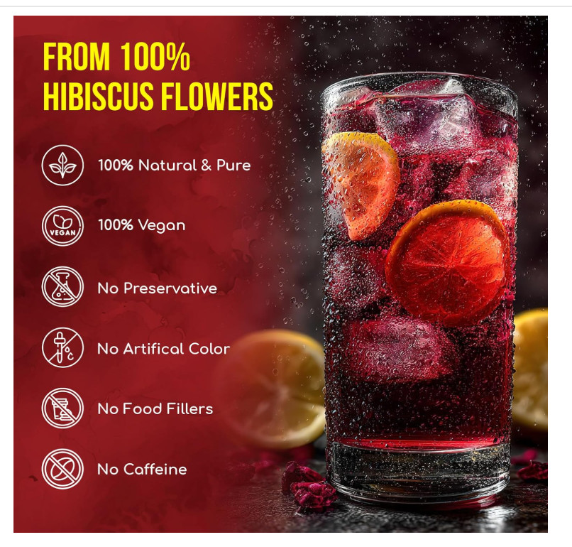 , Premium 140 Hibiscus Flowers Tea Bags, 100% Natural, Handmade & Pure from Hibi