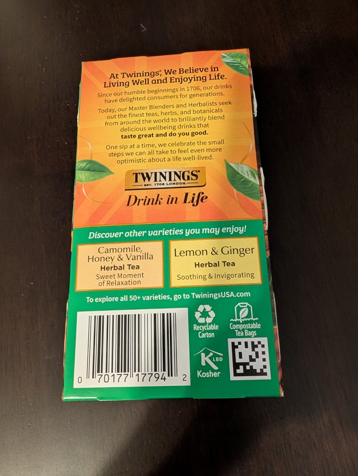 Six Boxes Of Twinings Green Tea Bags. Each Individual Box Has 20 Tea Bags.