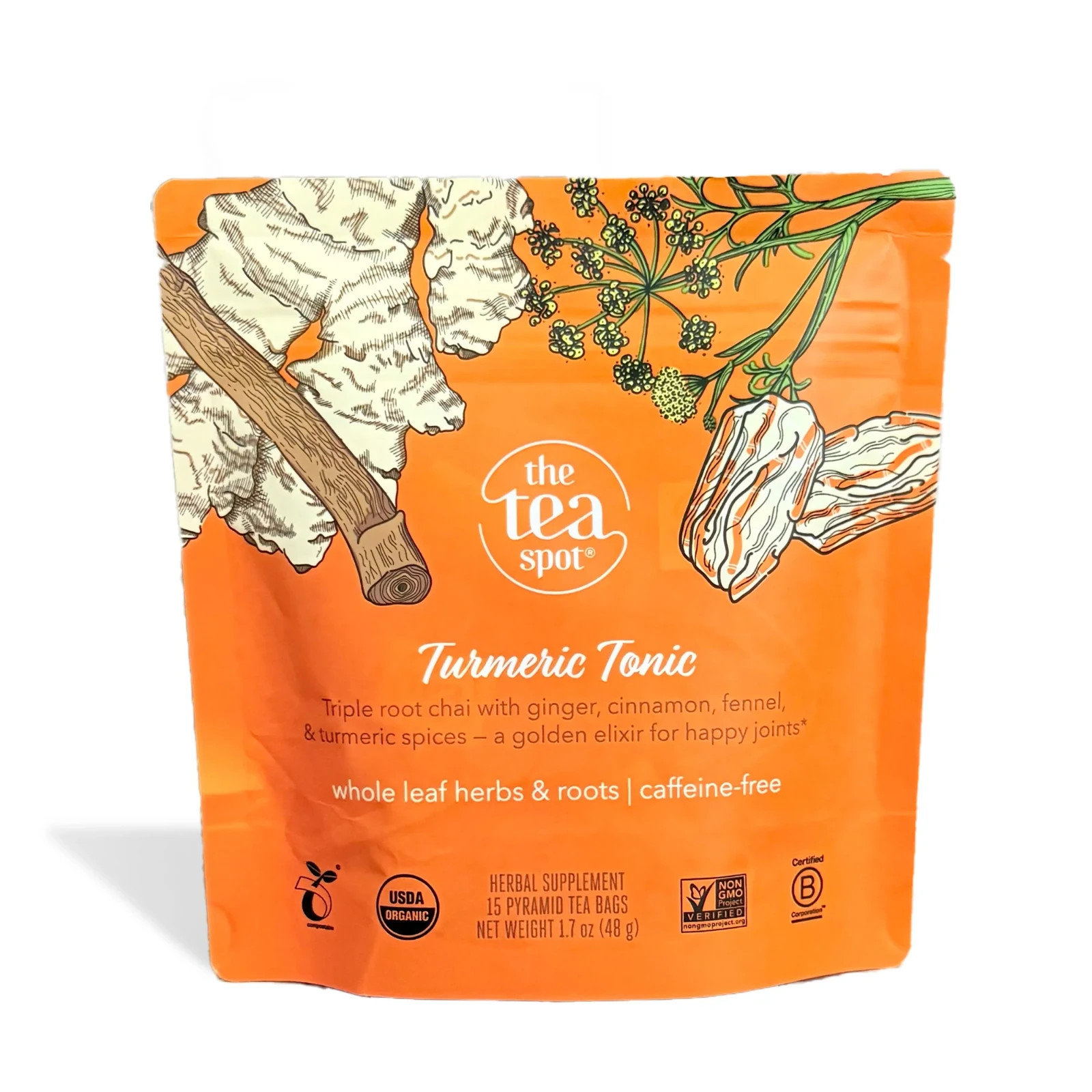 The Tea Spot Tumeric Tonic Whole Leaf Herbs & Roots Caffeine Free