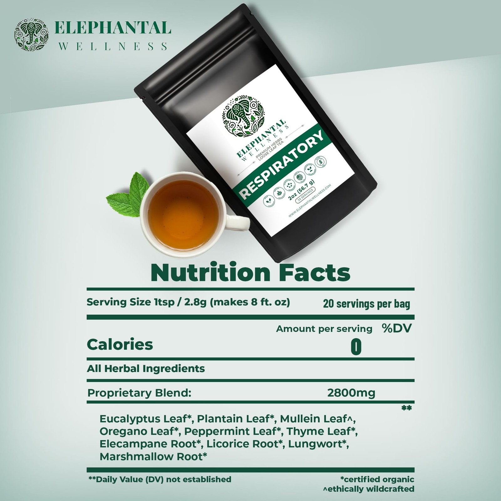 Elephantal Wellness Premium Respiratory Herbal Tea | Lung Detox, Mucus Cleans…