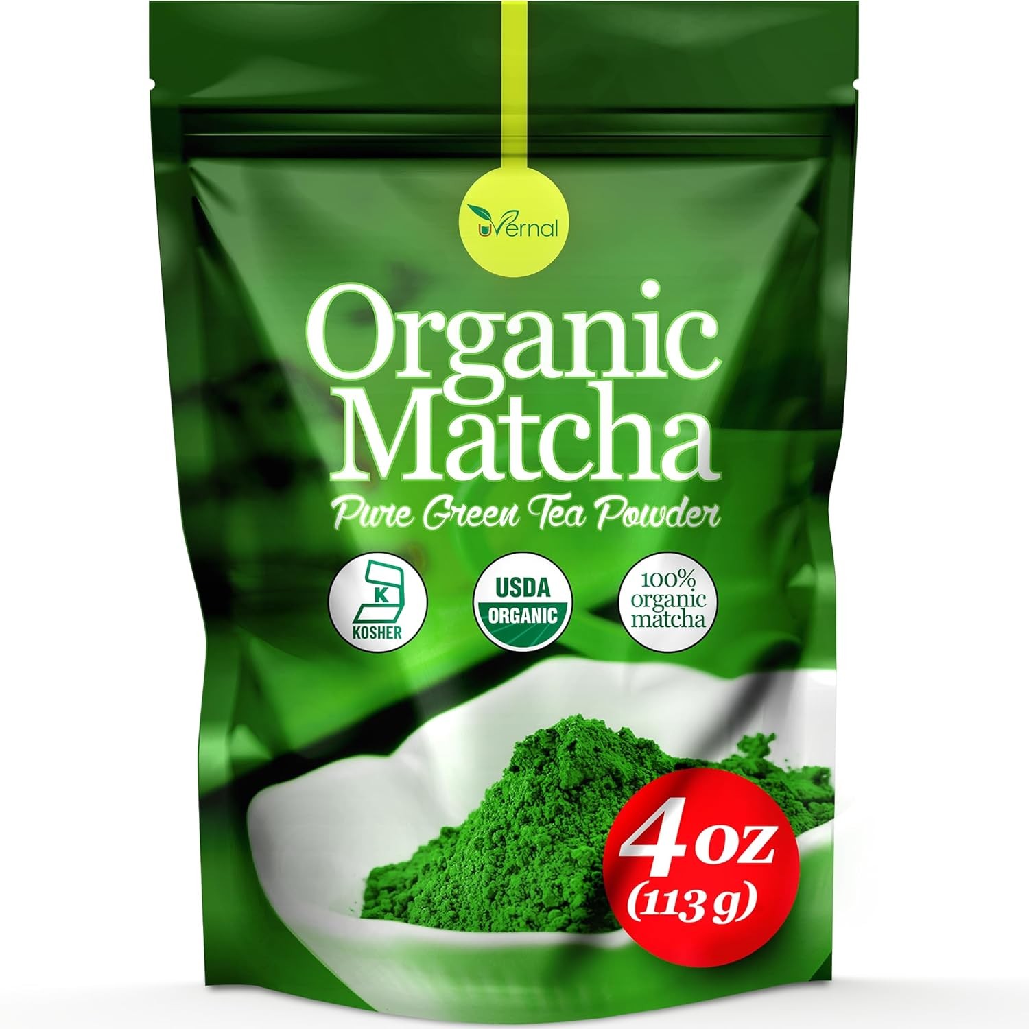 uVernal Organic Matcha Green Tea Powder – 100% Pure 4 Ounce (Pack of 1)