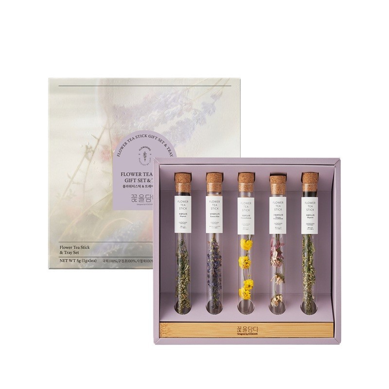 Kkokdam Flower Tea Gift Set with Wood Tray Herbal Tea Sampler