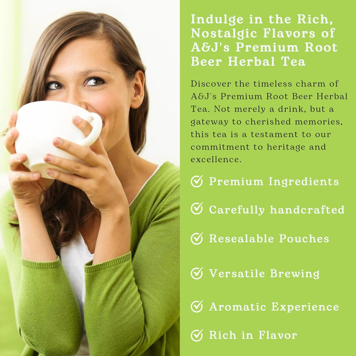A&J’S Root Beer – Cut & Sifted Sarsaparilla Root Tea Loose Leaf – Caffeine Free,