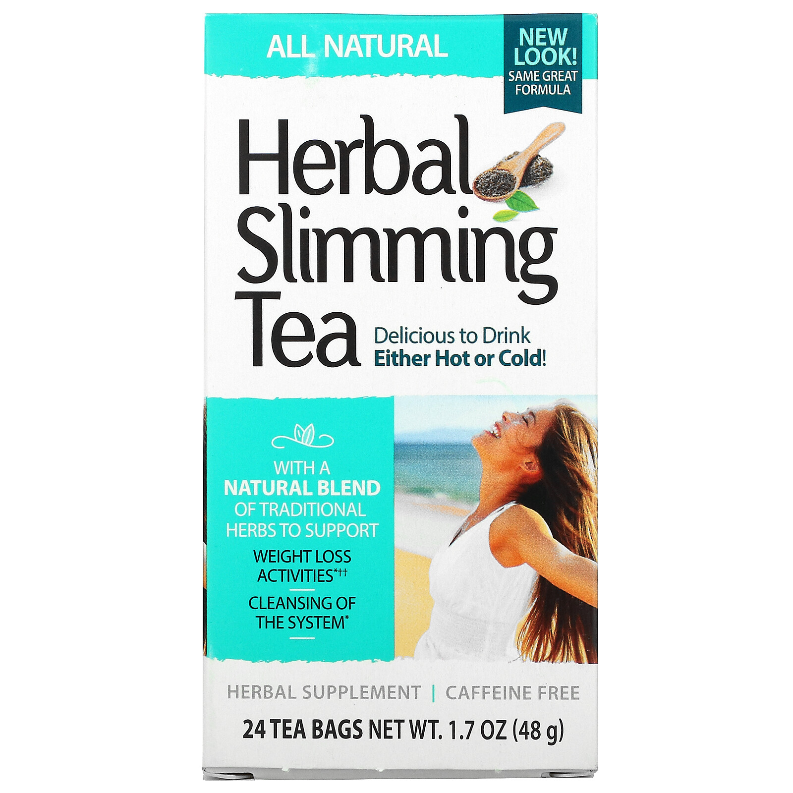 Herbal Slimming Tea, All Natural, Caffeine Free, 24 Tea Bags, 1.7 oz (48 g)