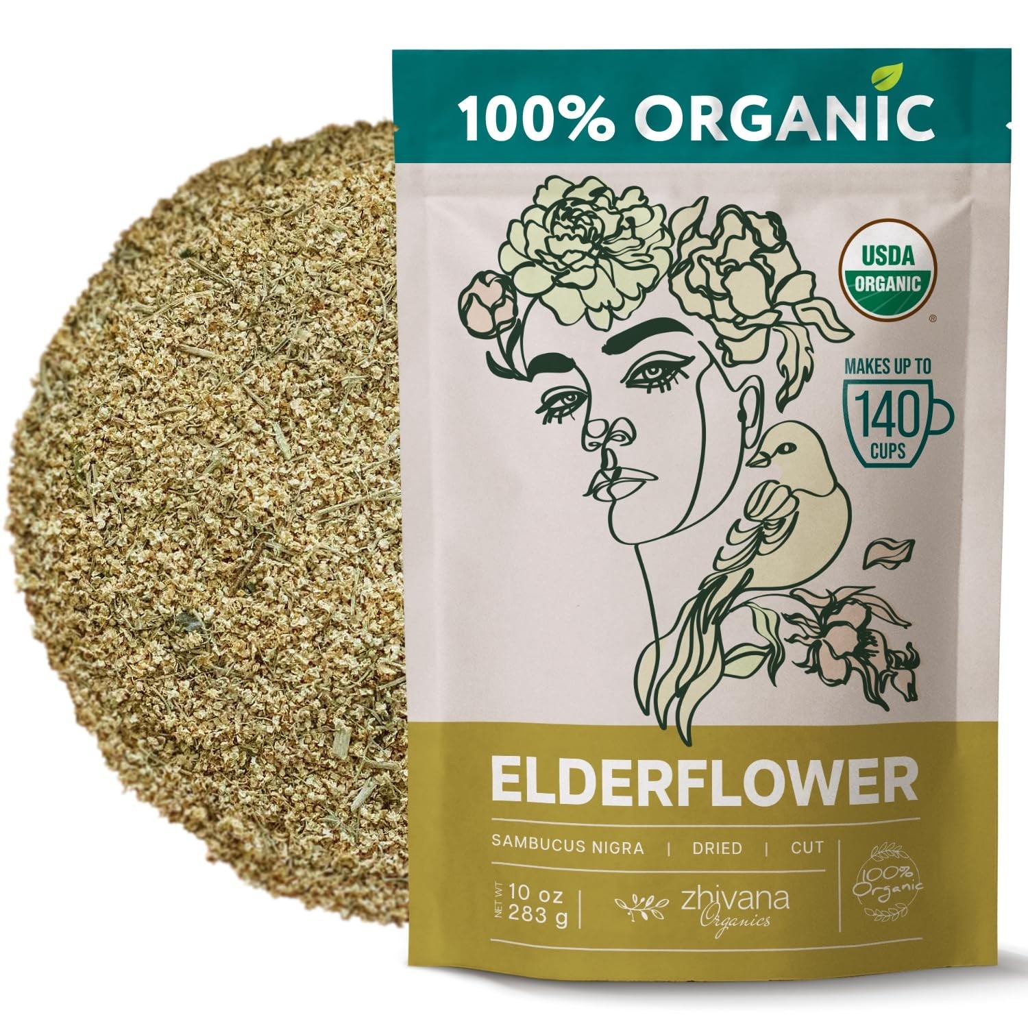 10oz Elderflower Tea – Pure Organic Herbal Remedy for Allergies and Sleep
