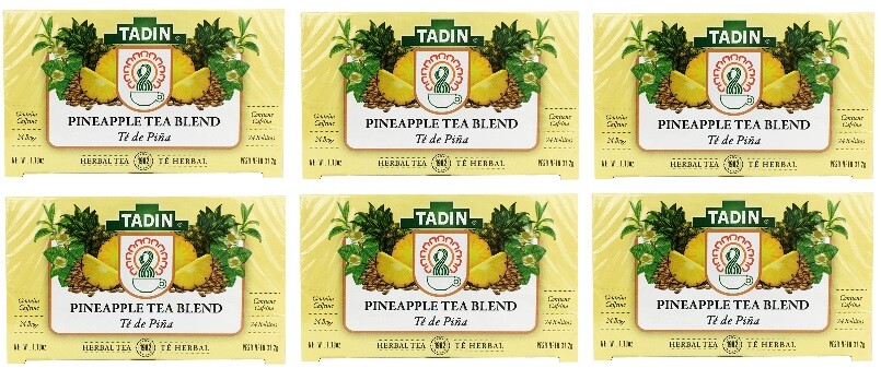 Tadin Tea Pineapple Tea Blend, 24 Teabags / Bolsas. 1.1 oz Pack of 6 Exp 02/2025
