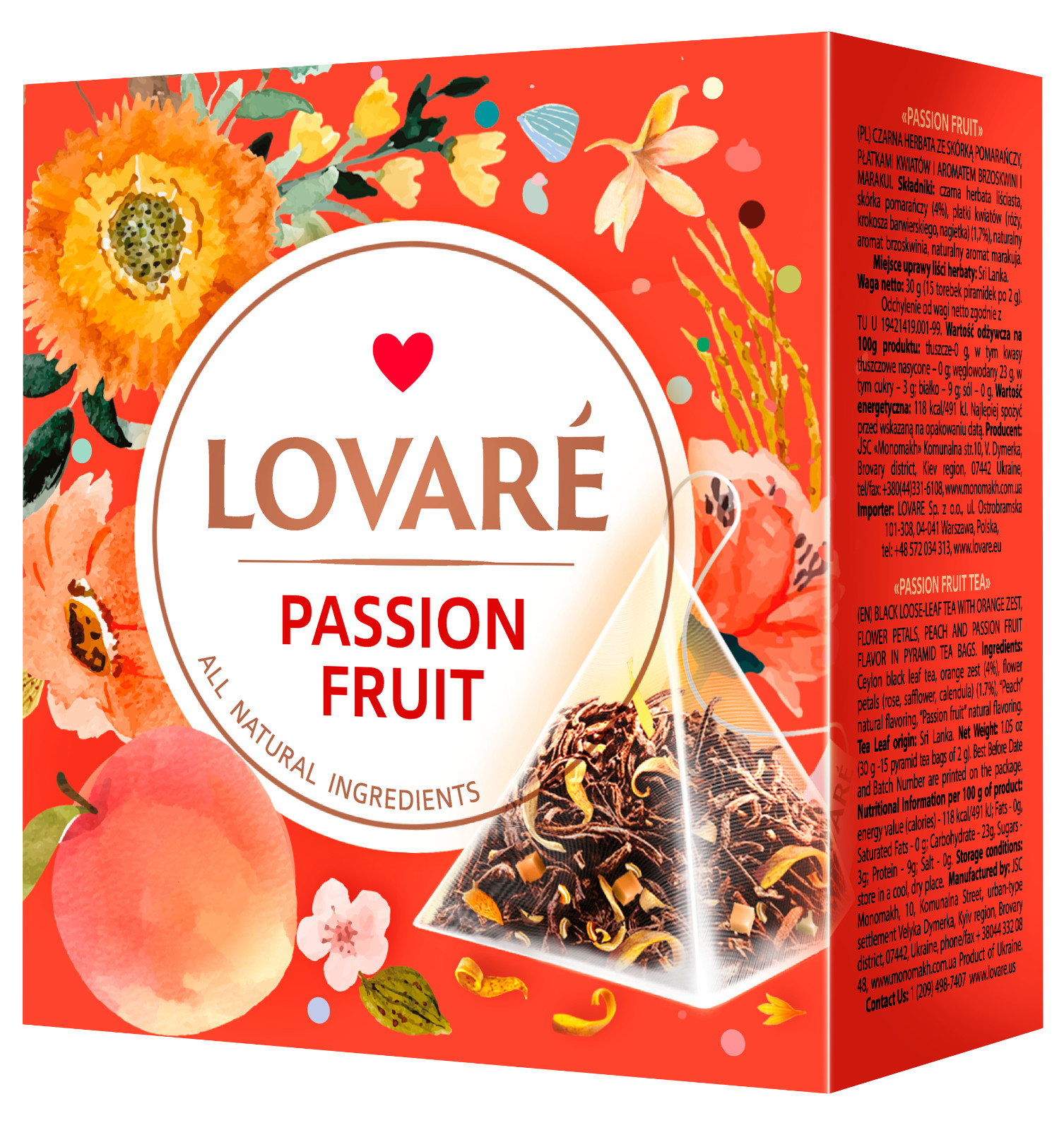Lovare Tea Pyramid Premium Flavors All Natural Ingredients 15 x 2g