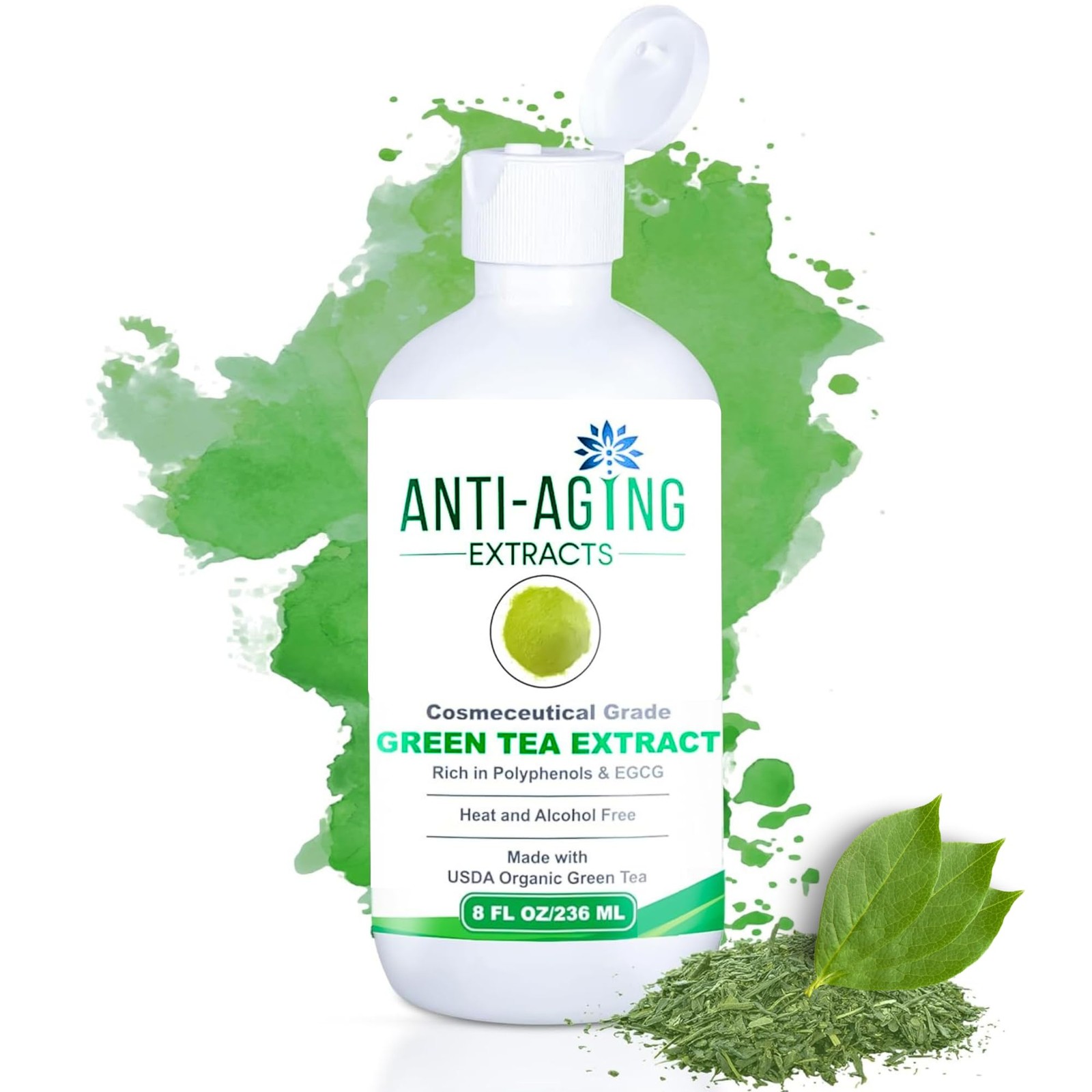 Pure Green Tea Extract for Skin and Hair – 8 Fl Oz (Pack of 1), Amber
