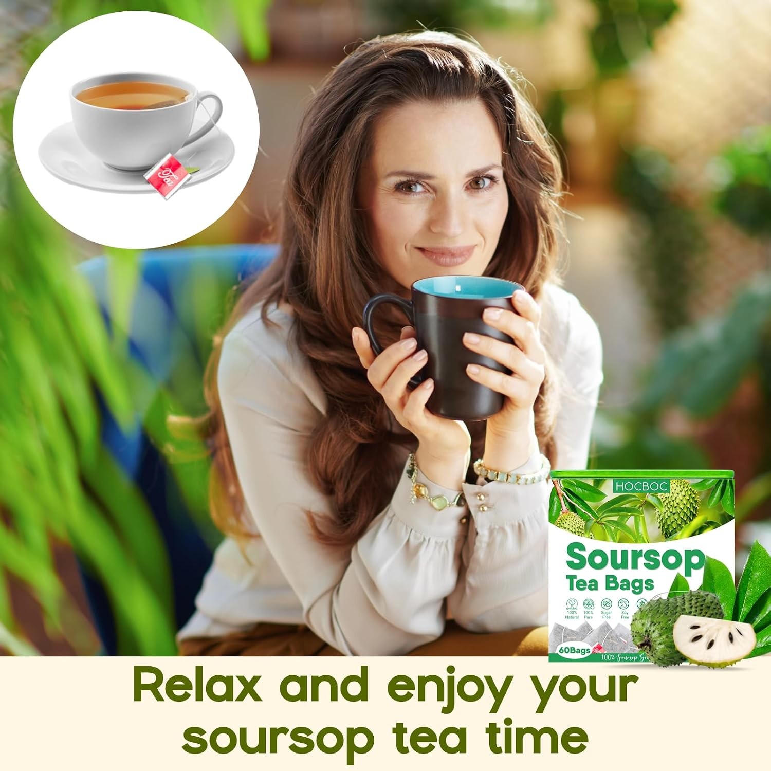 60 Pure Soursop Leaves Tea Bags, Real Natural Soursop Graviola Leaves Teabag,