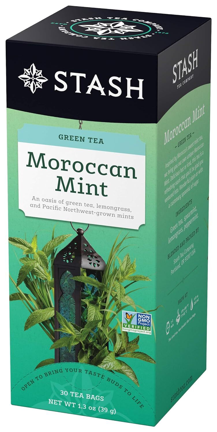 Stash Tea Moroccan Mint Green Tea – Caffeinated, Tea Bags – 30 Count