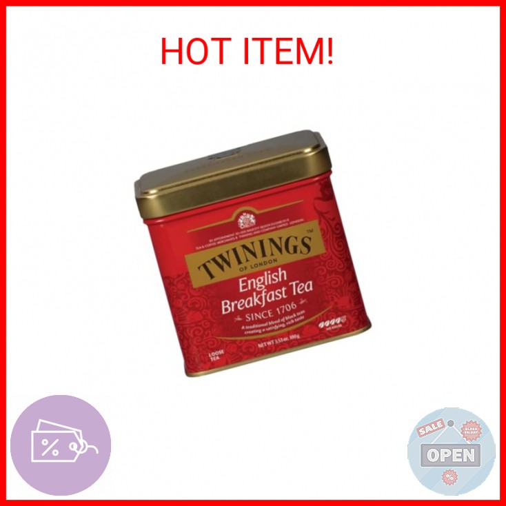 Twinings English Breakfast Loose Tea Tin, 3.53 Ounce Tin (Pack of 1), Smooth, Fl