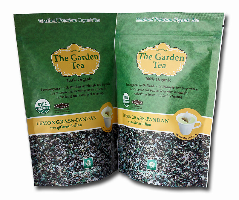 Organic Lemongrass Pandan Herbal Tea in Triangle Tea Bag Healthy Drink 50g.