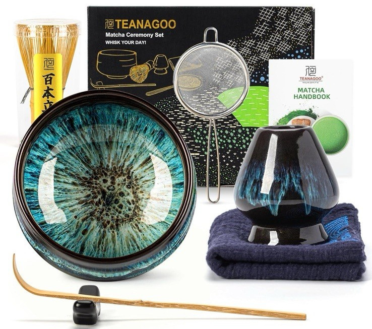 TEANAGOO Matcha Whisk Set, 7 Pcs Matcha Set with Holder/Scoop/Sifter, Matcha Kit